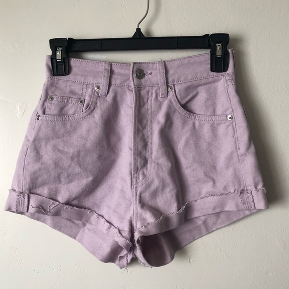 Divided Pants - Divided Pink Shorts w/ Rolled Raw Hem
